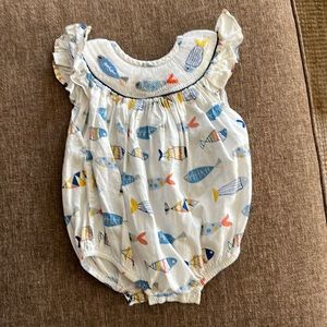 Smock Monkey Smocked Angel Wing Fish Beach Bubble Romper 3m